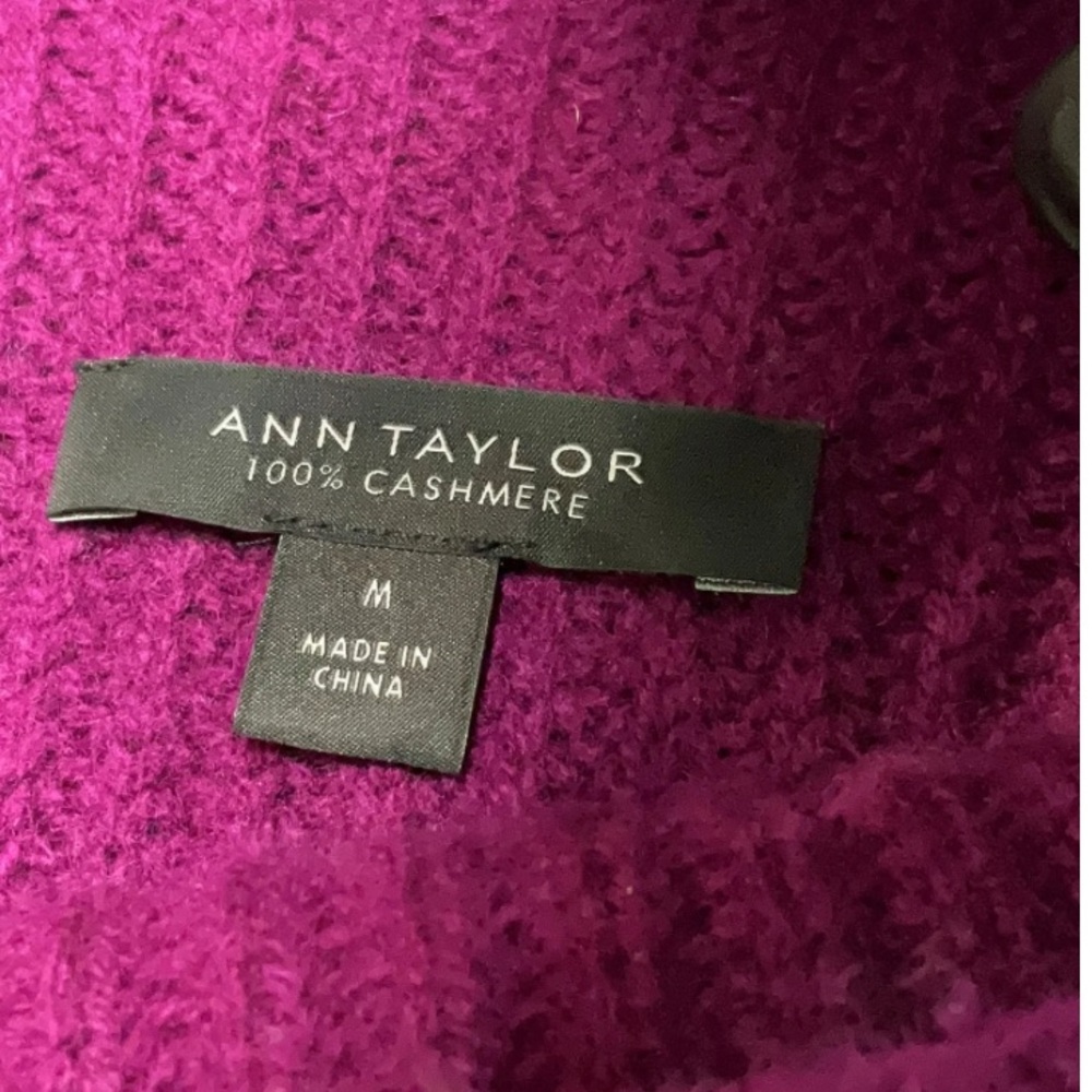 Ann Taylor Oversized Ribbed Mock Neck Cashmere Sweater Boxy Chunky Knit Medium - Picture 7 of 10